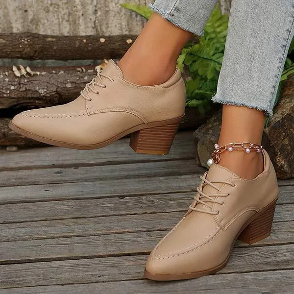 Women's Lace-Up Chunky Heel Brogue Shoes 72125179C