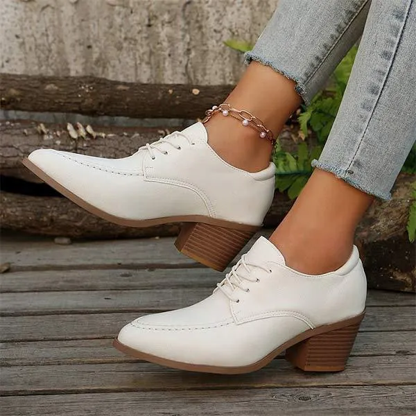 Women's Lace-Up Chunky Heel Brogue Shoes 72125179C