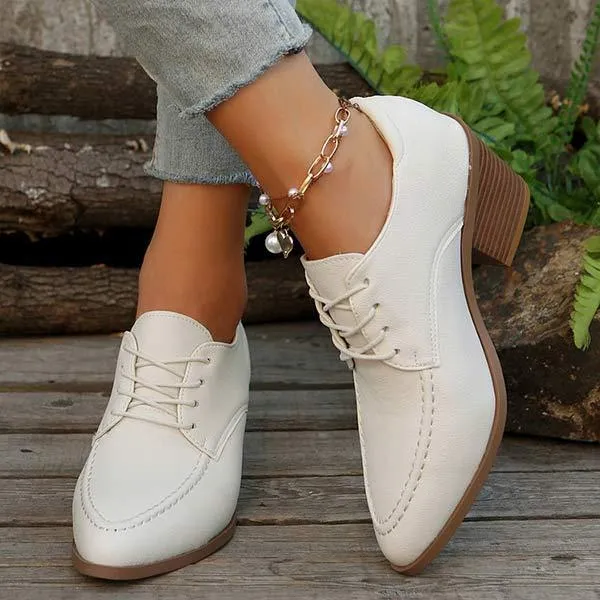 Women's Lace-Up Chunky Heel Brogue Shoes 72125179C