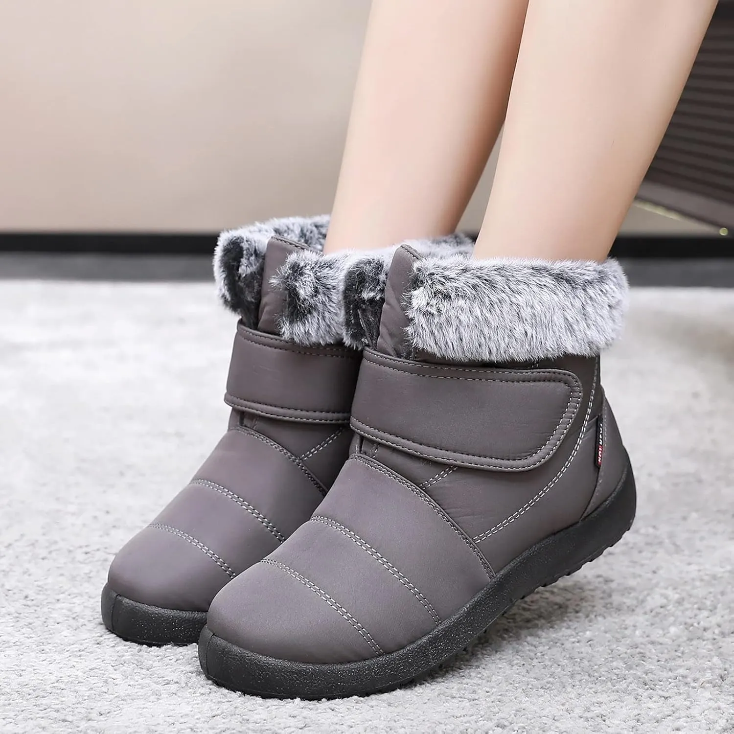 Womens Winter Snow Boots Size 11 Women's Black Waterproof Snow Boots Snow Boots for Women Size 7.5 Fur Boots Heels for Women Winter Botas De Invierno Para Mujer Negras Largas