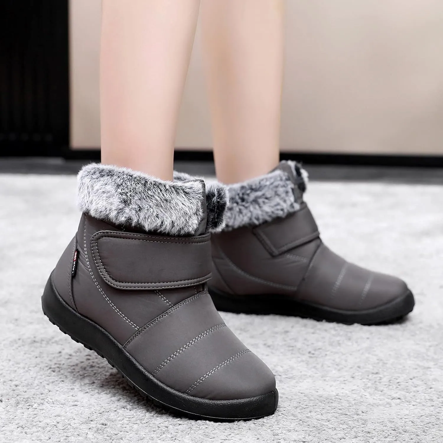 Womens Winter Snow Boots Size 11 Women's Black Waterproof Snow Boots Snow Boots for Women Size 7.5 Fur Boots Heels for Women Winter Botas De Invierno Para Mujer Negras Largas