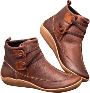 Work Boots for Women Ankle Short Booties for Women Black Leather Boots Men Womens Hiking Boot Solid Color Comfy Casual Chunky Block Low Heel Vintage